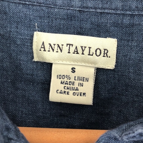 Ann Taylor Denim Colored 100% Linen Longsleeve S - Picture 4 of 4